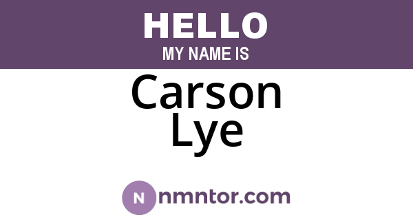 Carson Lye