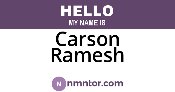 Carson Ramesh