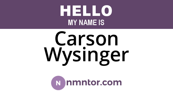 Carson Wysinger