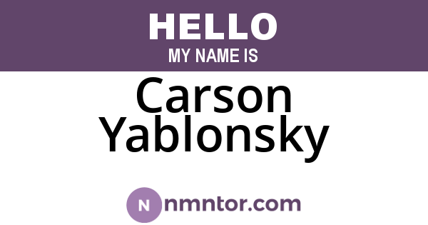 Carson Yablonsky