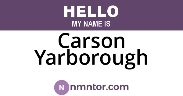 Carson Yarborough