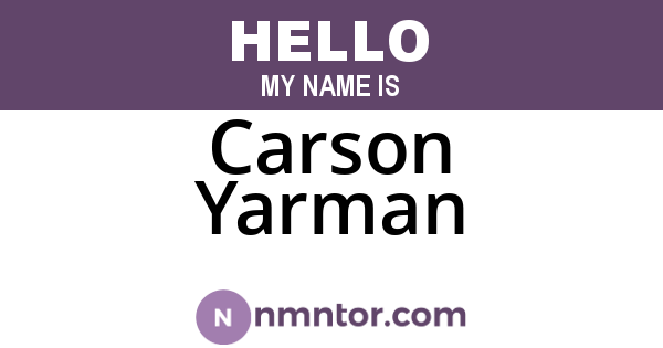 Carson Yarman