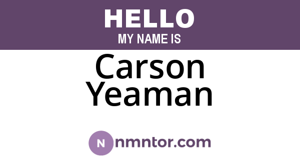 Carson Yeaman