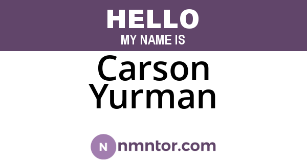 Carson Yurman