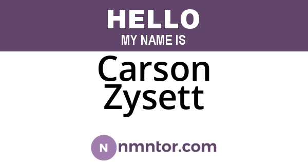Carson Zysett
