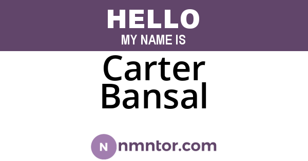 Carter Bansal