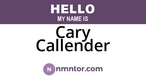 Cary Callender