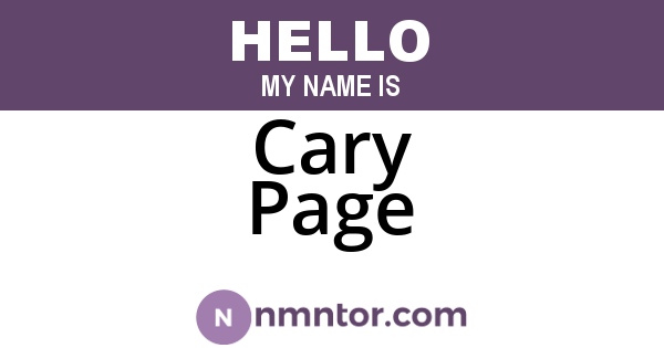 Cary Page