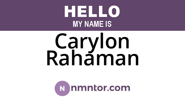 Carylon Rahaman