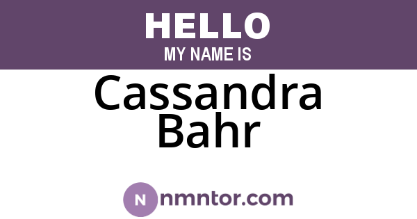 Cassandra Bahr