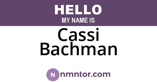 Cassi Bachman