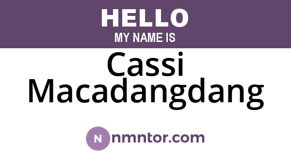Cassi Macadangdang