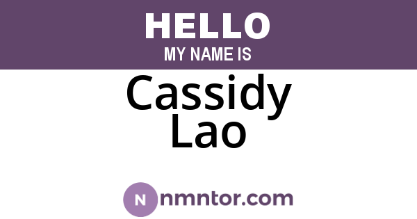 Cassidy Lao