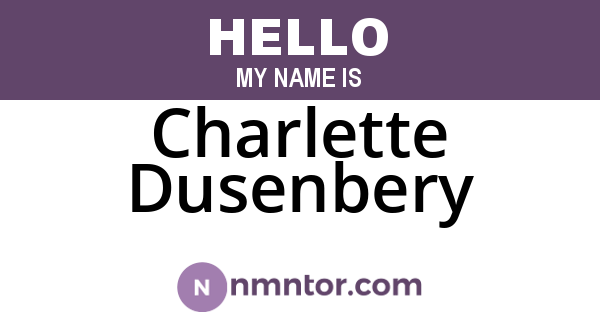 Charlette Dusenbery