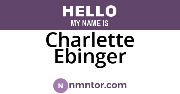 Charlette Ebinger