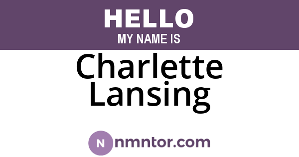 Charlette Lansing