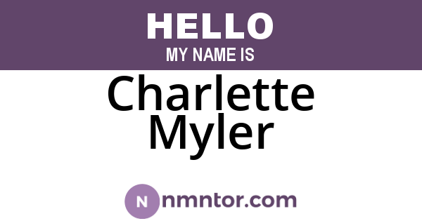 Charlette Myler