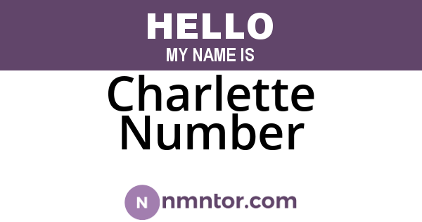 Charlette Number