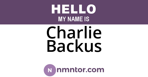 Charlie Backus