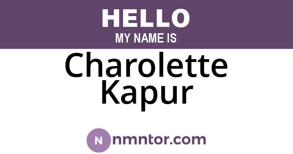 Charolette Kapur