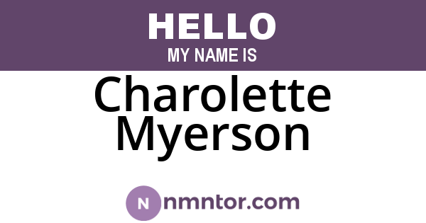 Charolette Myerson