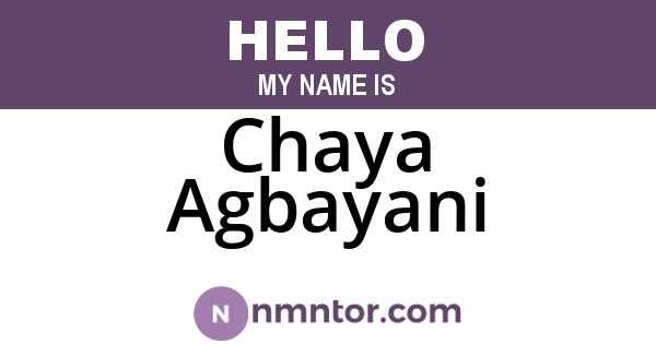 Chaya Agbayani
