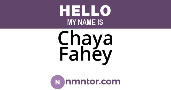 Chaya Fahey