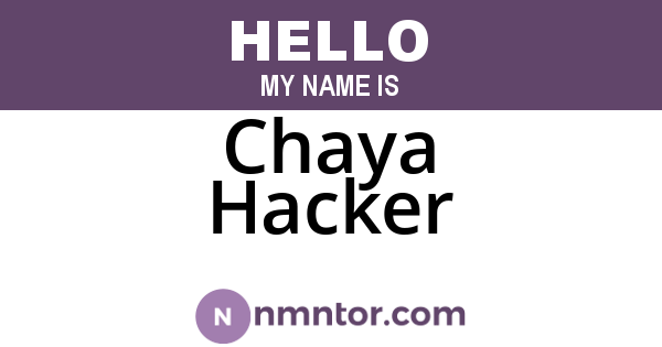 Chaya Hacker