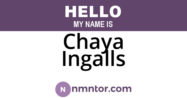Chaya Ingalls