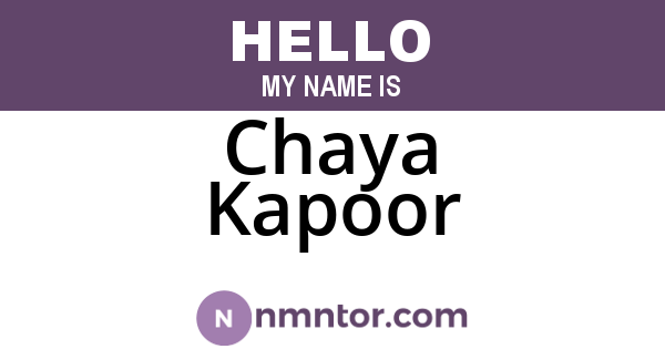 Chaya Kapoor
