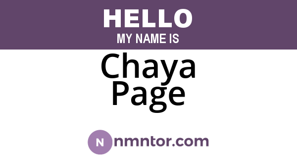 Chaya Page
