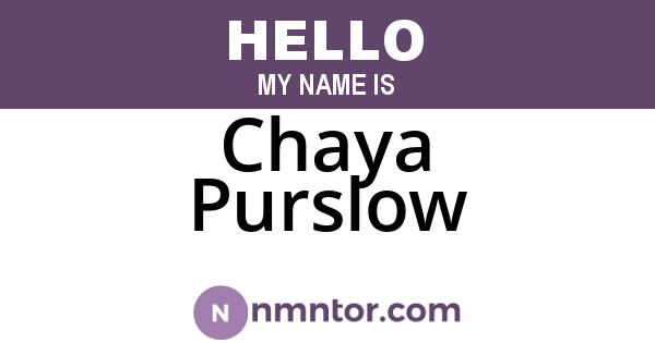 Chaya Purslow