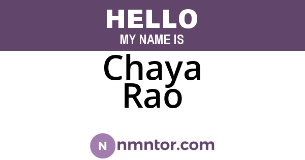 Chaya Rao