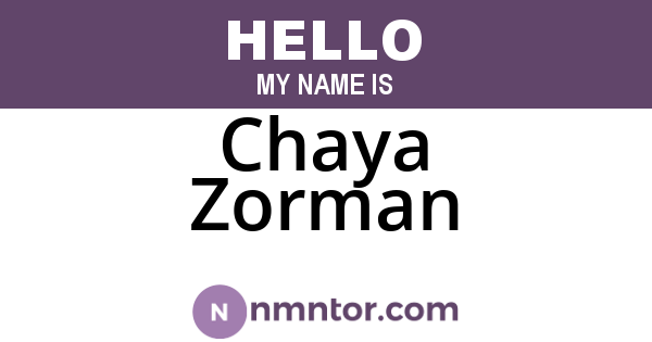 Chaya Zorman