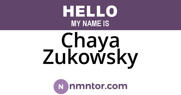 Chaya Zukowsky