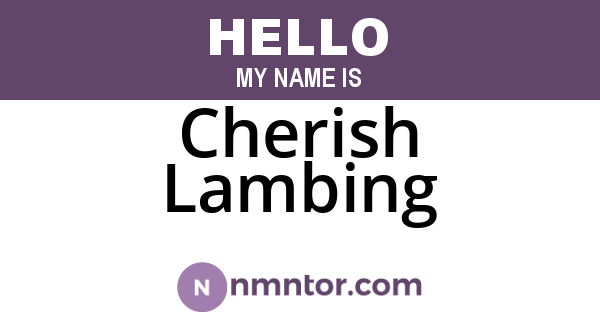 Cherish Lambing