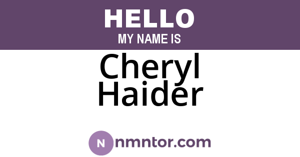 Cheryl Haider