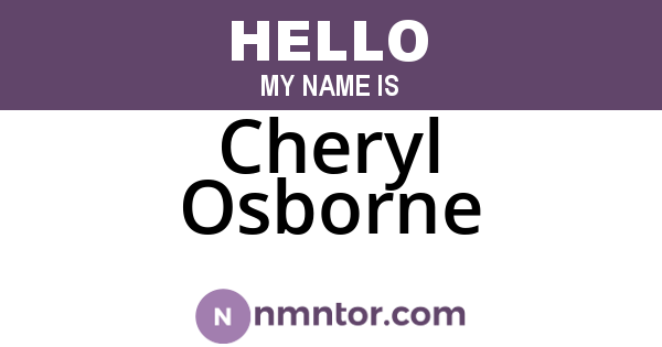 Cheryl Osborne