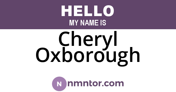 Cheryl Oxborough