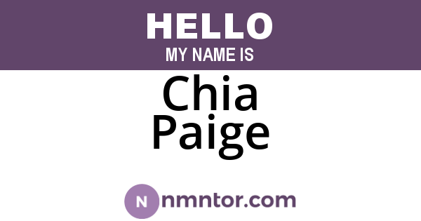 Chia Paige