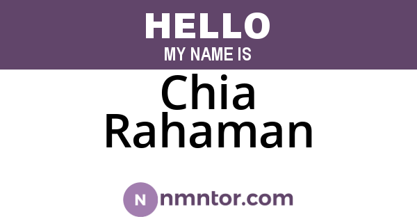 Chia Rahaman