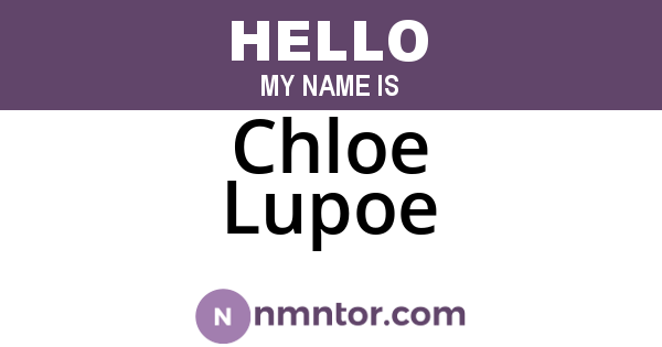 Chloe Lupoe