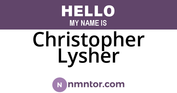 Christopher Lysher