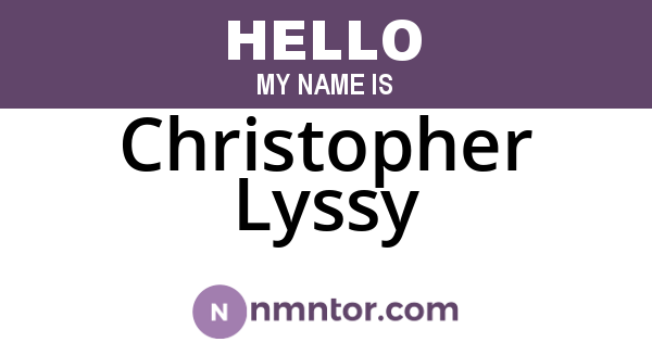 Christopher Lyssy