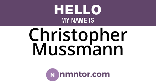 Christopher Mussmann