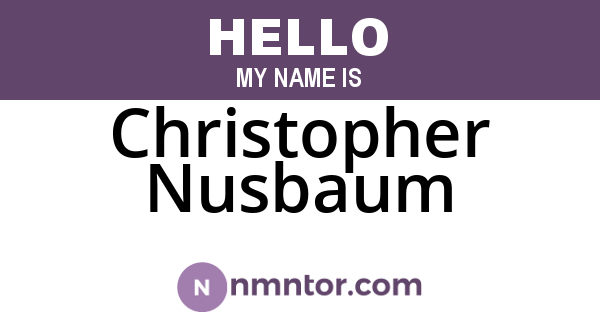Christopher Nusbaum