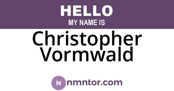 Christopher Vormwald