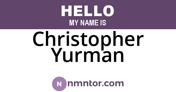 Christopher Yurman