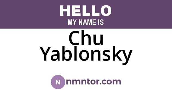 Chu Yablonsky