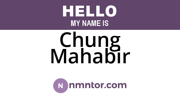 Chung Mahabir